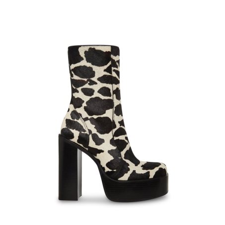 Botines Steve Madden Dwane-c Cow Print Mujer Negras Blancas | ES ET13E6